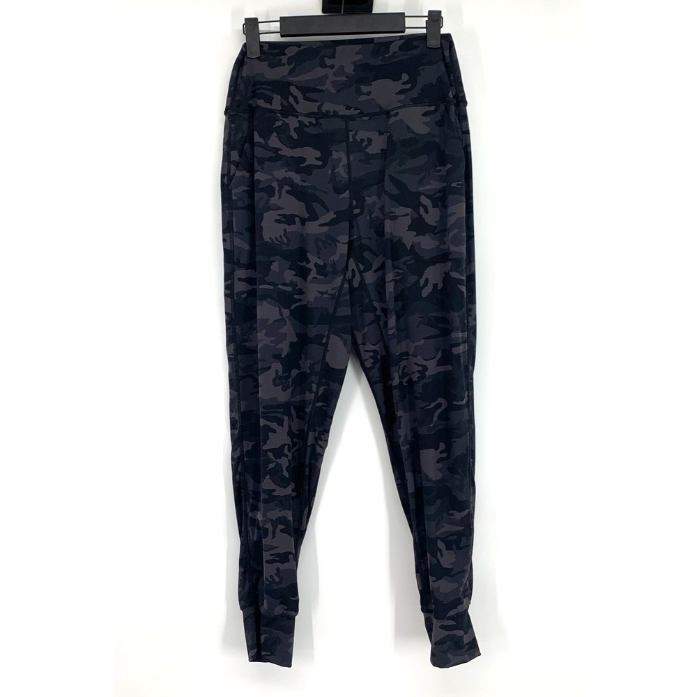 Gradual Jogger Pants Womens Size Medium Black Gray Camo Print Pull On
